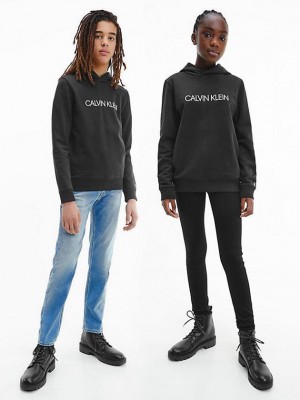 Black Calvin Klein Unisex Logo Girls's Hoodie | HGPV-52183