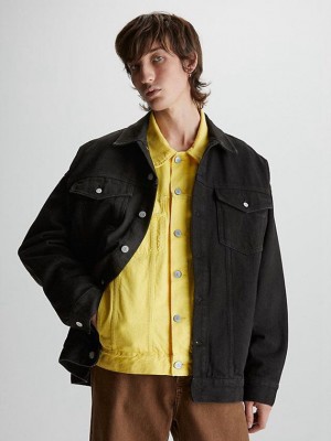 Black Calvin Klein Unisex Oversized Denim Men Jacket | DKSW-23681