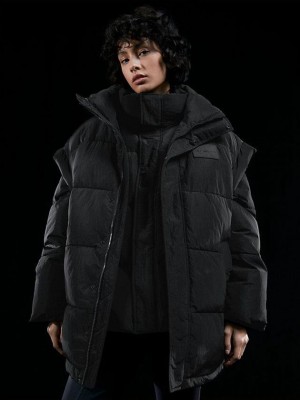 Black Calvin Klein Unisex Oversized Puffer Men Vest | CHZQ-31845
