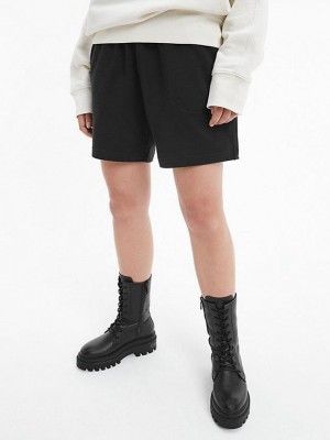 Black Calvin Klein Unisex Relaxed Jogger - CK Standards Women Shorts | GEWI-06853