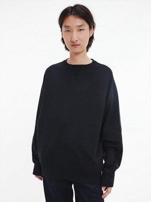 Black Calvin Klein Unisex Relaxed - CK Standards Men Sweatshirt | HXQO-70985