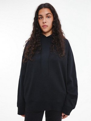 Black Calvin Klein Unisex Relaxed - CK Standards Men Hoodie | CQYA-18032