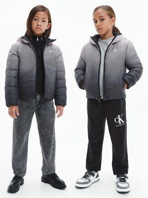 Black Calvin Klein Unisex Reversible Logo Puffer Boys's Jacket | FJHP-30751