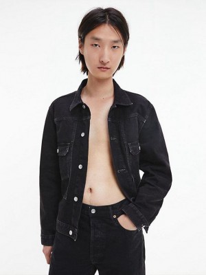 Black Calvin Klein Unisex Utility Denim - CK Standards Women Jacket | EICD-03654