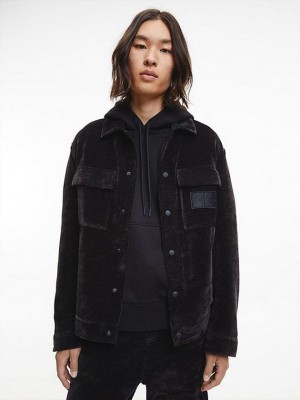Black Calvin Klein Velvet Corduroy Men Jacket | XEZB-91462