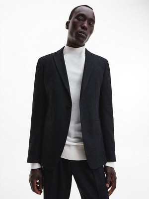 Black Calvin Klein Virgin Wool Men Blazer | XIRE-32906