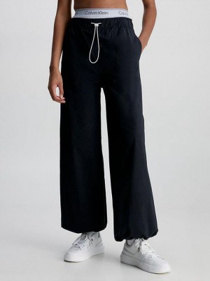 Black Calvin Klein Water-Repellent Wide Leg Women Pants | PLIV-75130