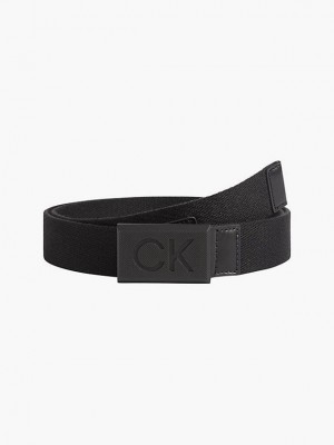 Black Calvin Klein Webbing Men Belt | SRQO-35168