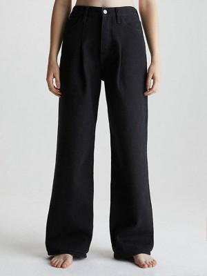 Black Calvin Klein Wide Leg Women Jeans | AMBD-89146