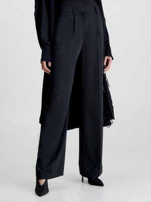 Black Calvin Klein Wide Leg Women Pants | EVAJ-32540