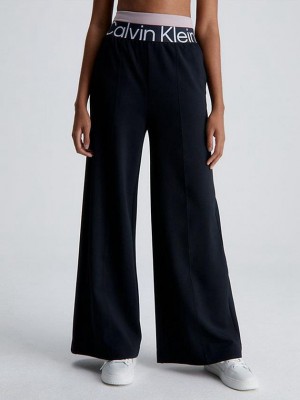 Black Calvin Klein Wide Leg Women Pants | HTEX-38526