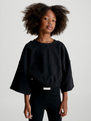 Black Calvin Klein Wide Sleeve Girls's Sweatshirt | YRDS-23078
