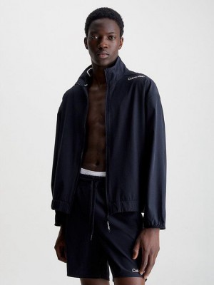 Black Calvin Klein Windbreaker Men Jacket | QSZH-98704