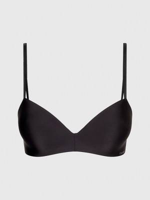 Black Calvin Klein Wireless Push-Up - Seductive Comfort Women Bra | UWMI-54230