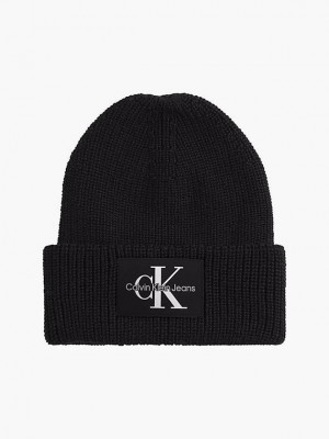 Black Calvin Klein Wool Blend Women Beanie | CVKO-59023