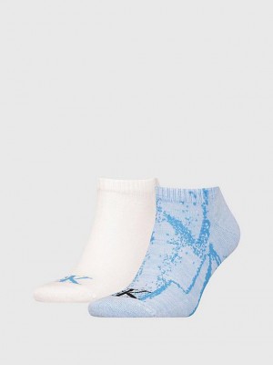 Blue Calvin Klein 2 Pack Ankle Men Socks | JRPV-15496