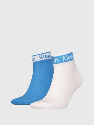 Blue Calvin Klein 2 Pack Ankle Men Socks | MNUK-40982