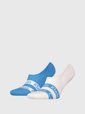 Blue Calvin Klein 2 Pack Invisible Men Socks | EDIU-01894