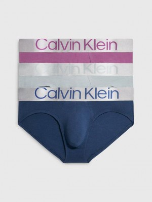 Blue Calvin Klein 3 Pack - Steel Cotton Men Briefs | AJHZ-54062