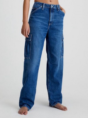 Blue Calvin Klein 90's Straight Cargo Women Jeans | VCLZ-23568