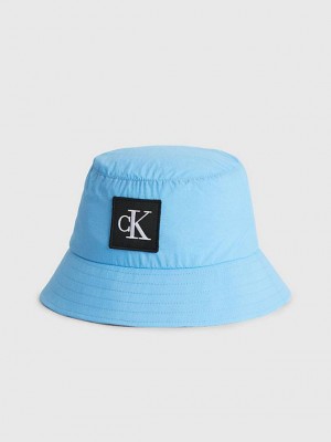 Blue Calvin Klein Bucket - CK Nylon Women Cap | LEUF-60871