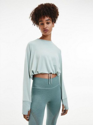 Blue Calvin Klein Cowl Back Gym Women Top | BWAN-24308