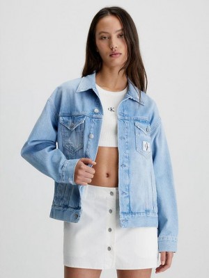Blue Calvin Klein Dad Denim Women Jacket | ZWIO-02574