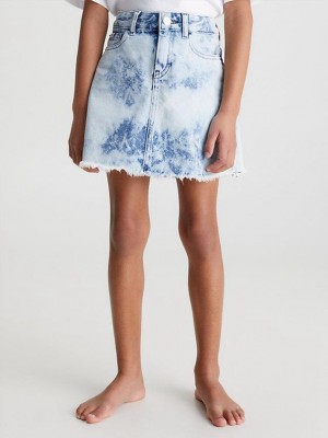 Blue Calvin Klein Denim Tie Dye Girls's Skirt | HIDB-42731