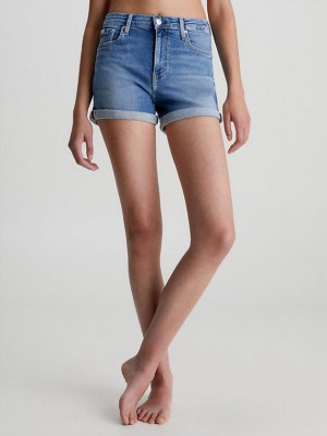 Blue Calvin Klein Denim Women Shorts | QVPJ-79805