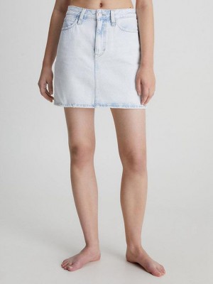 Blue Calvin Klein High Rise Denim Mini Women Skirt | NDGB-65397