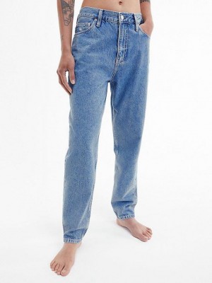 Blue Calvin Klein High Rise Mom Women Jeans | MTGV-79254