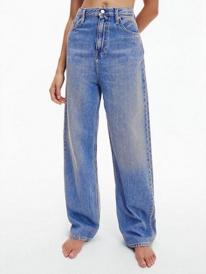 Blue Calvin Klein High Rise Relaxed Women Jeans | IOKY-25931