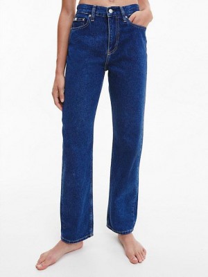 Blue Calvin Klein High Rise Straight Women Jeans | PZOY-70213