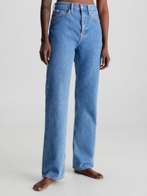 Blue Calvin Klein High Rise Straight Women Jeans | ZDUY-70692