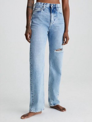 Blue Calvin Klein High Rise Straight Women Jeans | PJKQ-85160