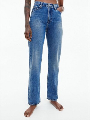 Blue Calvin Klein High Rise Straight Women Jeans | ANDR-27089