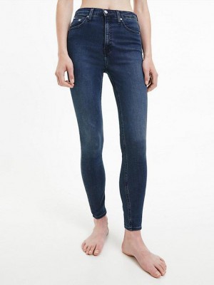 Blue Calvin Klein High Rise Super Skinny Ankle Women Jeans | PKLM-31905