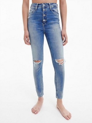 Blue Calvin Klein High Rise Super Skinny Ankle Women Jeans | NPIR-87610