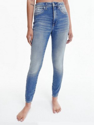 Blue Calvin Klein High Rise Super Skinny Ankle Women Jeans | VQOZ-27318