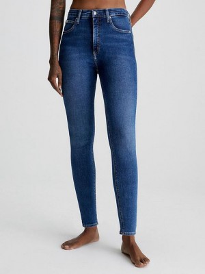 Blue Calvin Klein High Rise Super Skinny Ankle Women Jeans | ELMC-25064