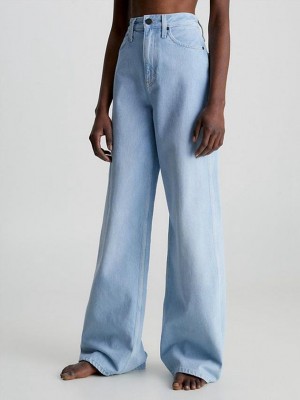 Blue Calvin Klein High Rise Wide Leg Women Jeans | CNVI-97582