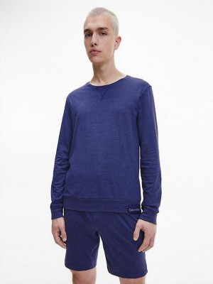Blue Calvin Klein Lounge Men Sweatshirt | KDZR-80537