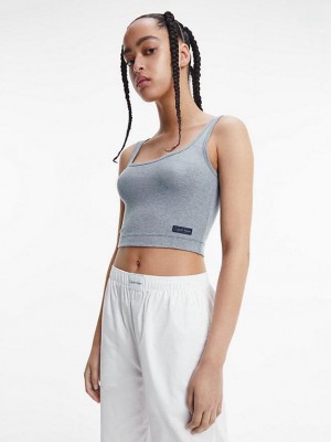 Blue Calvin Klein Lounge Tank - Pure Ribbed Women Top | WSCQ-40971