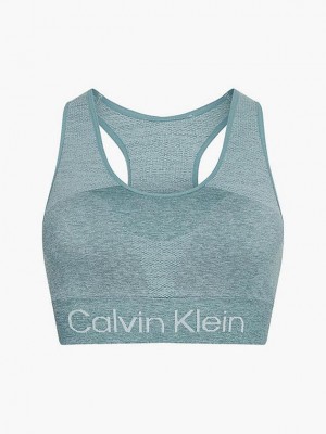 Blue Calvin Klein Medium Impact Sports Women Bra | SZFU-65319