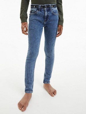Blue Calvin Klein Mid Rise Skinny Boys's Jeans | NHRQ-01685
