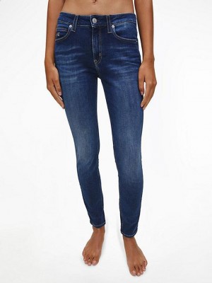 Blue Calvin Klein Mid Rise Skinny Women Jeans | MHZE-48179