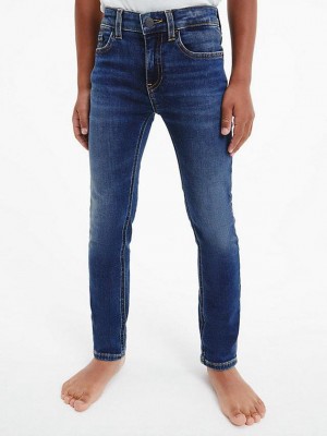 Blue Calvin Klein Mid Rise Slim Boys's Jeans | ZWHQ-96841
