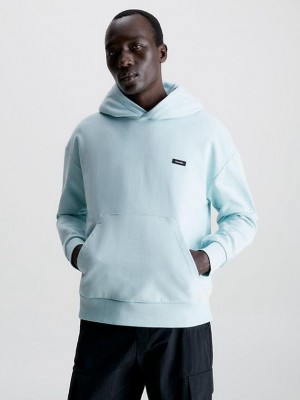 Blue Calvin Klein Organic Cotton Men Hoodie | MVKI-63195