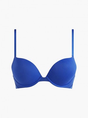 Blue Calvin Klein Plunge Push-Up - Perfectly Fit Flex Women Bra | PGFC-51736