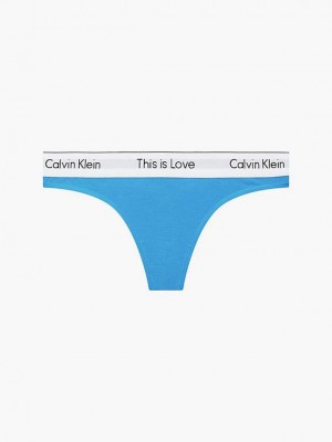 Blue Calvin Klein Pride Women Thong | LISK-84520